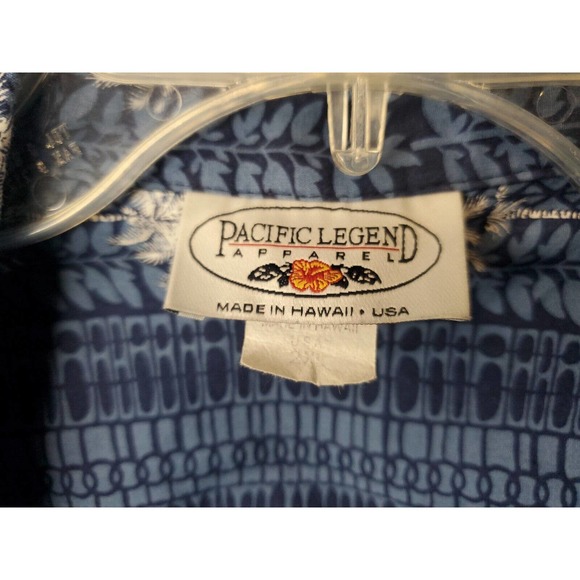 Vintage Single Stitch Pacific Legend Blue Palm Button Up Hawaiian Shirt Men 2XL - Picture 2 of 7